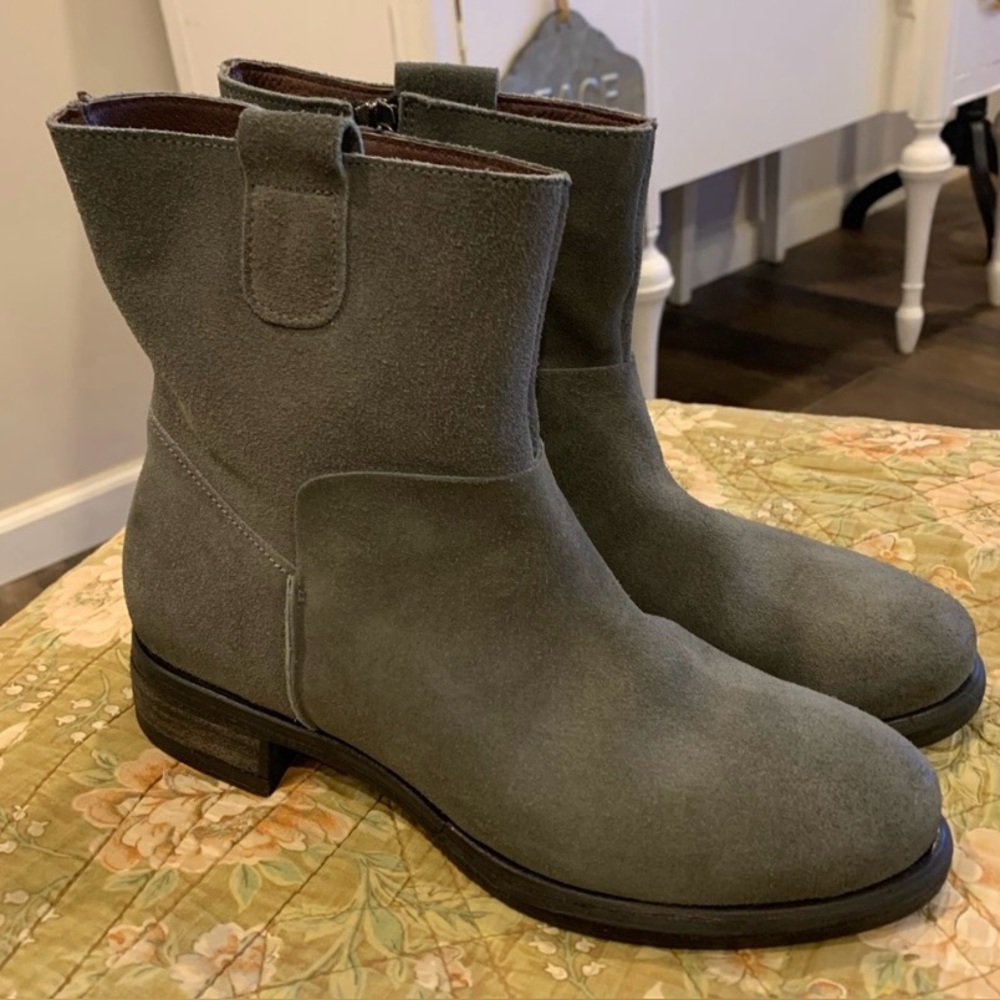 Anthropologie Grey Suede Boots - EUC